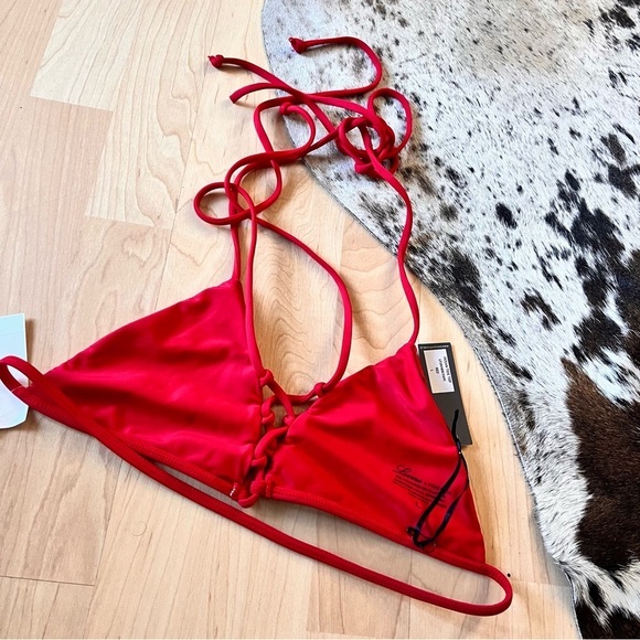 LOVERS + Friends NWT‎ Red Ocean Tides Bikini Top Halter Size Large - Picture 7 of 8